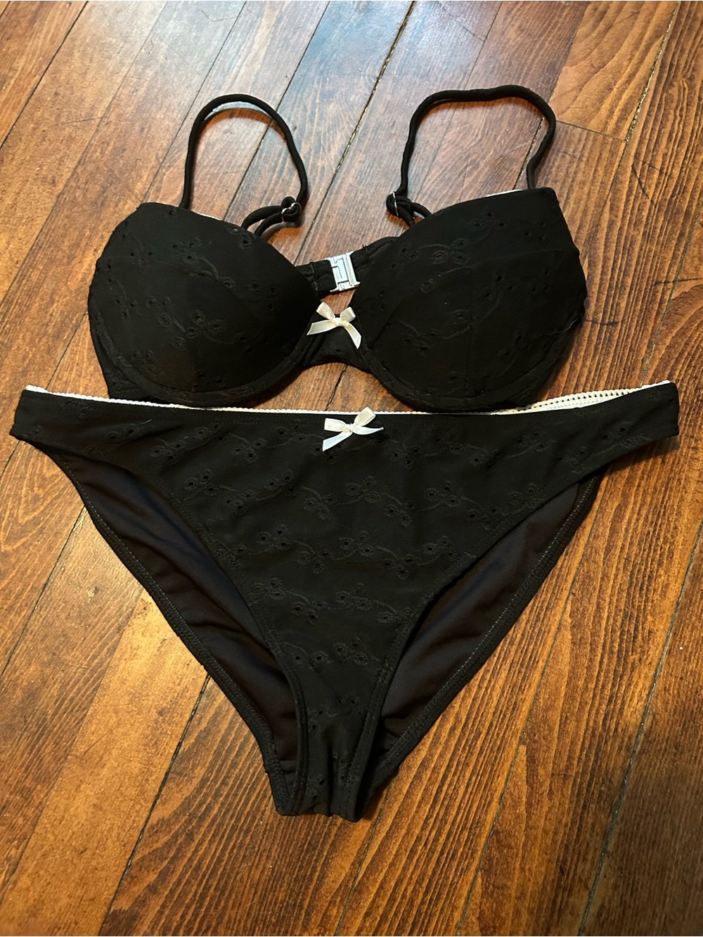 Women’s Black Bikini Set with Lace Detail